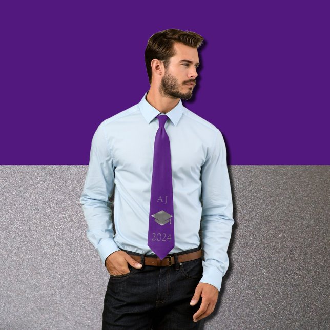 Cravate Diplôme 2024 -monogrammed - royal violet (Créateur téléchargé)