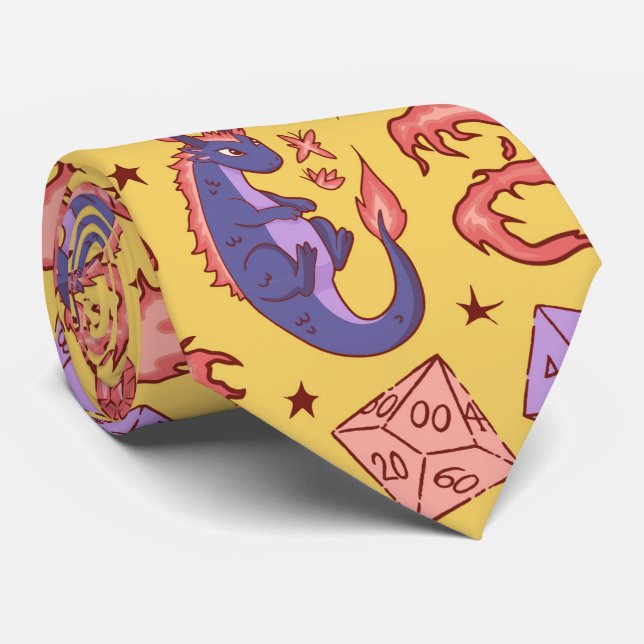 Cravate DnD NeckTie, Motif D20 Dice, Don Master Dungeon (Roulé)