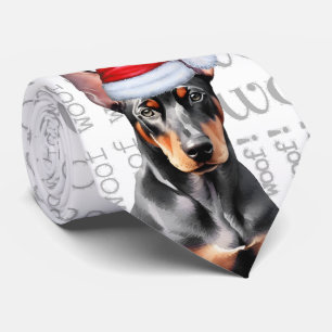 Cravate Doberman Pinscher Ouahou Noël Amoureux des Chiens