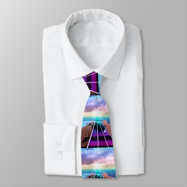 Cravate D'océan de coucher du soleil de guitare basse de (Attaché)