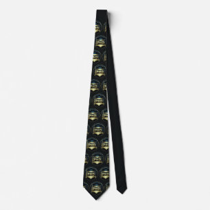Cravate Doctorat casquette or noir motif doctorat