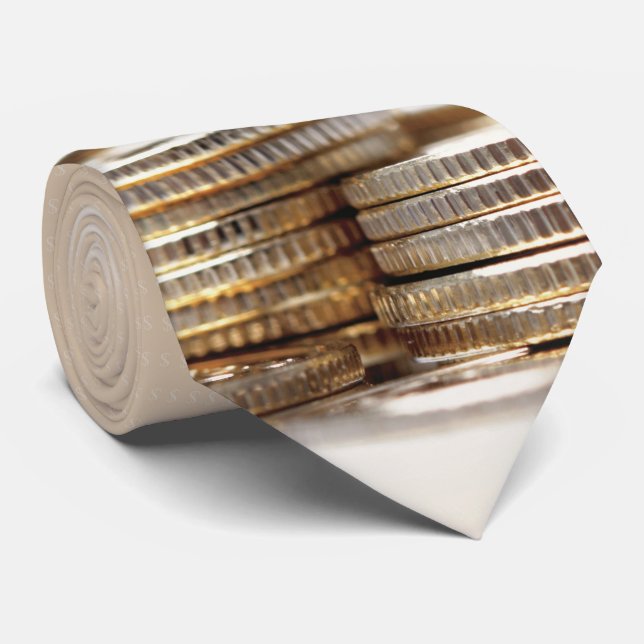 Cravate Dollars de motif de pièces de monnaie (Roulé)
