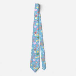 Cravate Doodé motif teinte pastel D Bleu BG