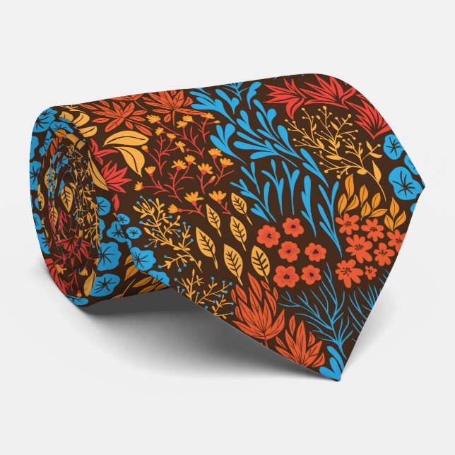 Cravate Doodles floraux foncés (Roulé)