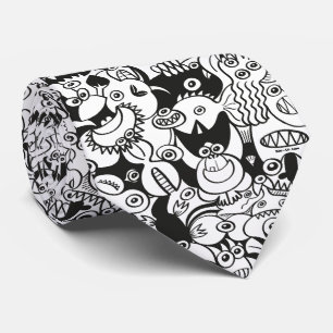 Cravate Doodles fous posant dans un design motif transpare
