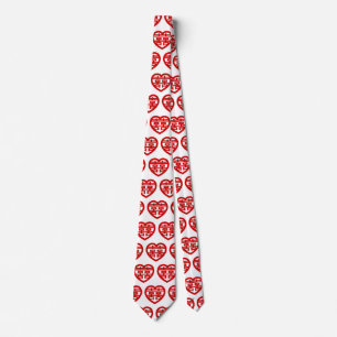 Cravate Double Bonheur 囍 Shuangxi Chinese Hanzi Heart