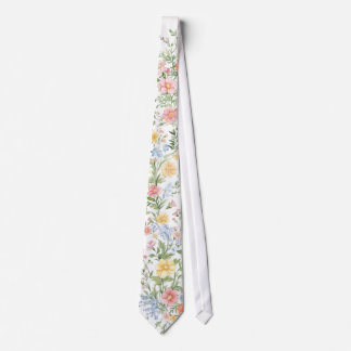Cravate Douce Mariage Floral de Jardin Orné au Pastel