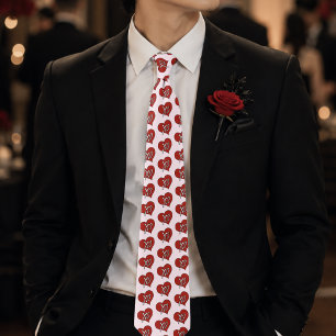 Cravate Douces câlins et baisers XO Cœur Rouge Amour