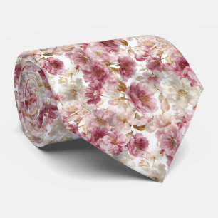 Cravate Douces Pivoines Aquarelle Rose Pâle Mariage Floral