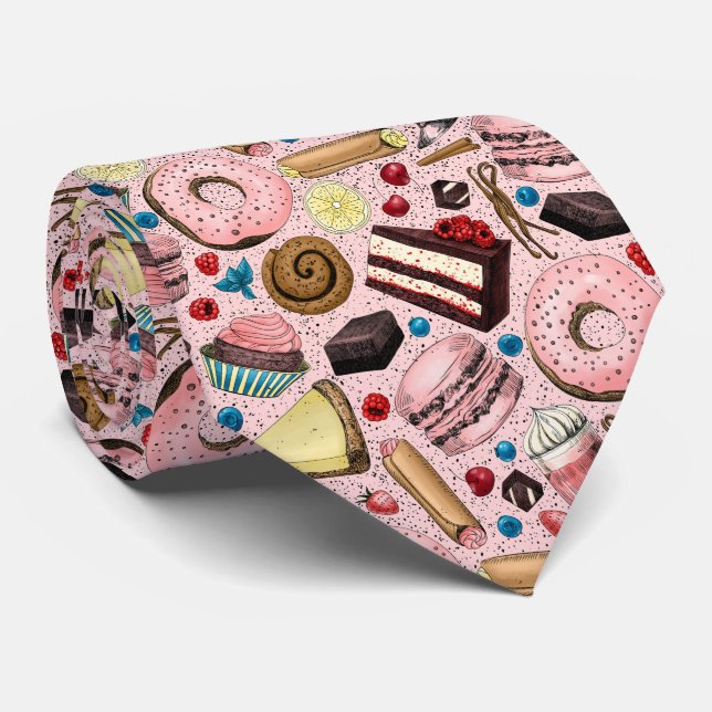 Cravate Douceurs sur rose (Roulé)