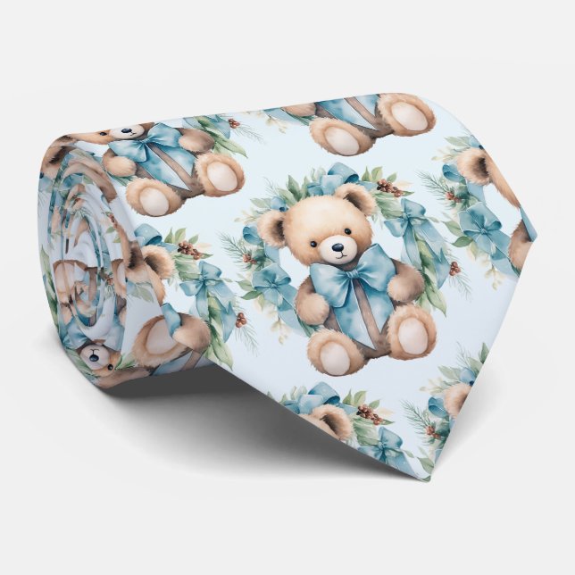 Cravate d'ours bleu Teddy (Roulé)
