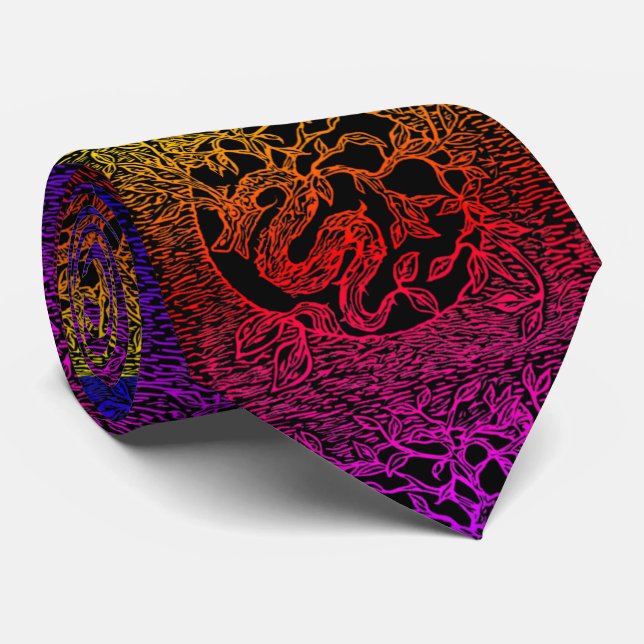 Cravate Dragon d'Imaginaire aux teintes arc-en-ciel coloré (Roulé)