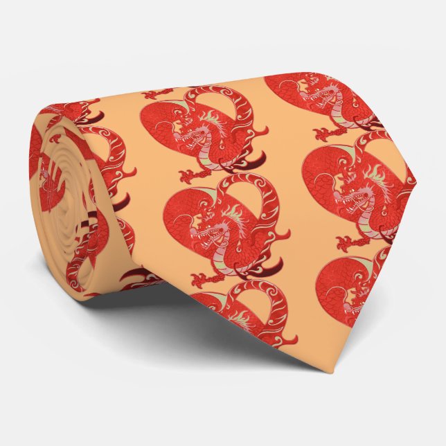 Cravate Dragon Heart Valentine Chinese Année du Dragon (Roulé)