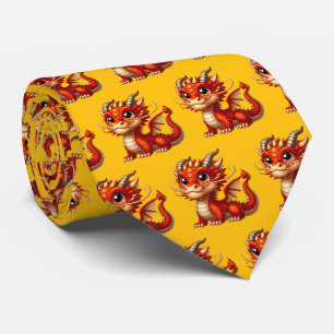 Cravate Dragon Japonais carrelé cool