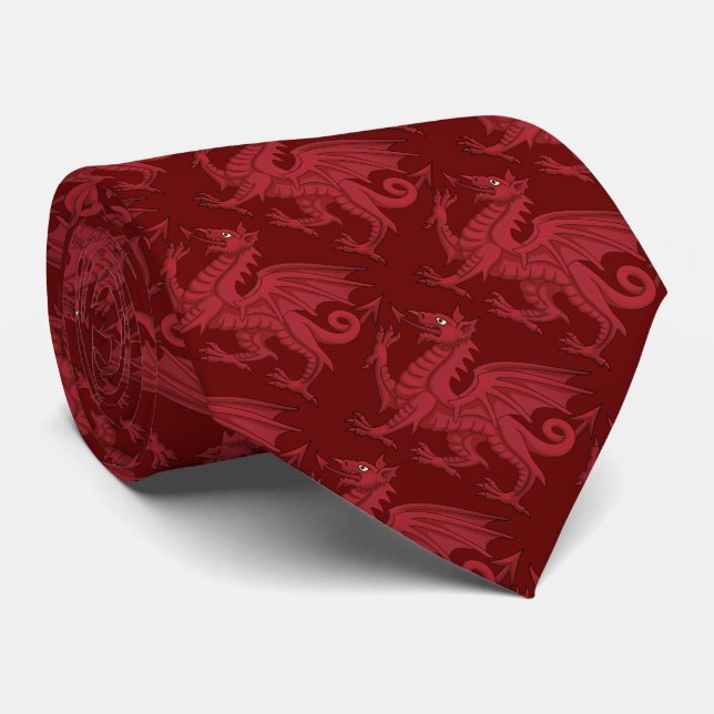 Cravate Dragon rouge de Galles (Y Ddraig Goch) (Roulé)