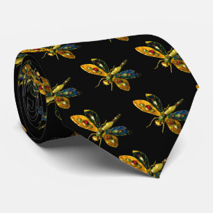 CRAVATE DRAGONFLYE EN OR ANTIQUE AVEC GEMMES