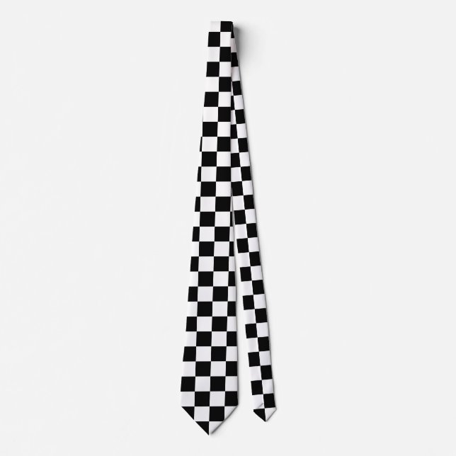 Cravate Drapeau À damiers Élégant Motif noir et blanc (Devant)