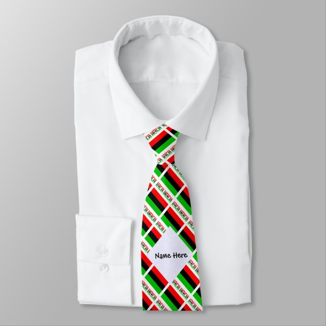 Cravate Drapeau afro-américain et diaspora avec nom (Attaché)