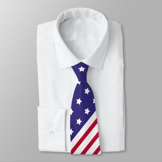 Cravate Drapeau américain 4 juillet patriotique étoiles et (Attaché)