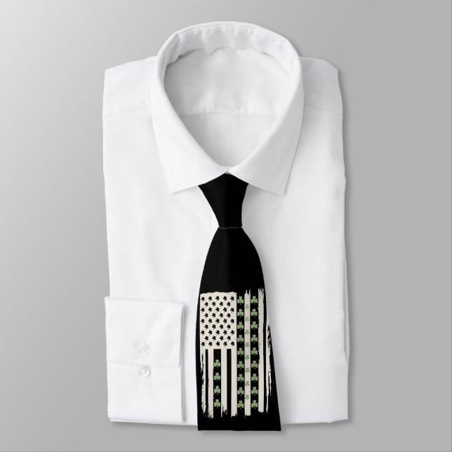 Cravate Drapeau américain avec Shamrocks pour St patrick (Attaché)