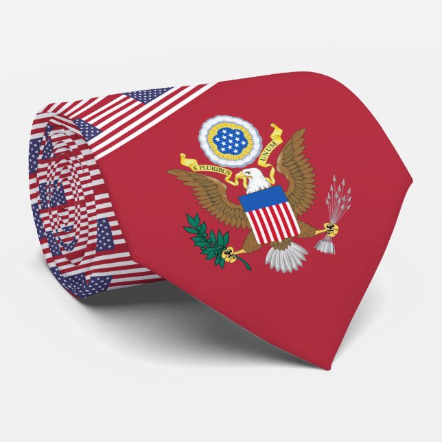 Cravate Drapeau américain et blason, États-Unis (Roulé)