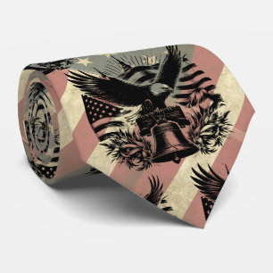 Cravate Drapeau Américain Grunge Aigle chauve Patriotique