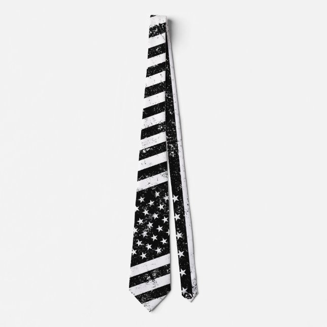 Cravate Drapeau américain, noir et blanc (Devant)