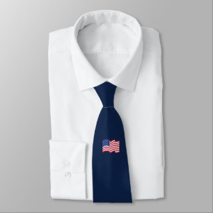 Cravate Drapeau Américain Ondulant Bleu