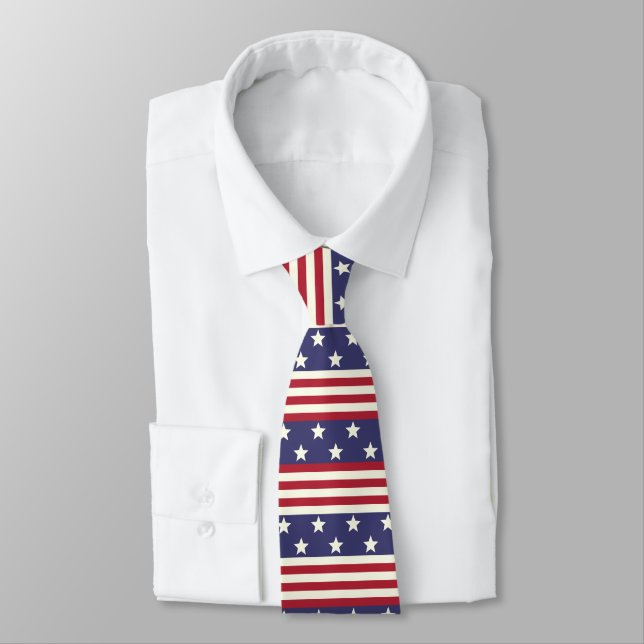 Cravate Drapeau américain Patriotic Stars and Stripes USA (Attaché)