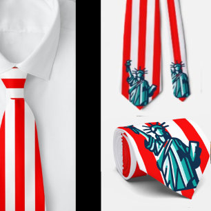 Cravate Drapeau américain Statue de la Liberté 4 juillet