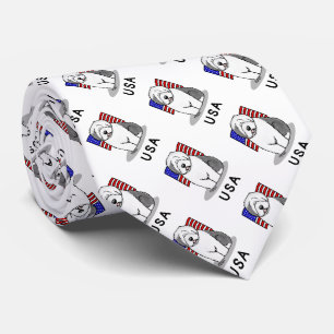Cravate Drapeau américain Vieux chien anglais (Grey 1)