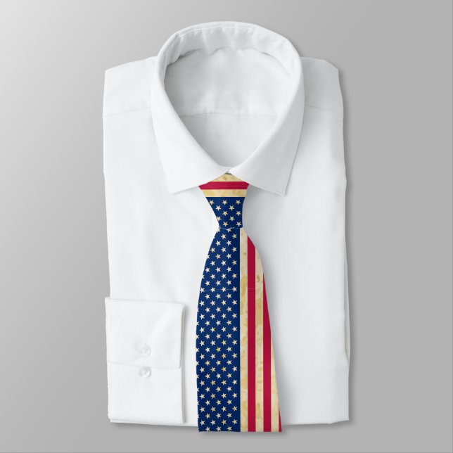 Cravate Drapeau américain vintage Grunge (Attaché)