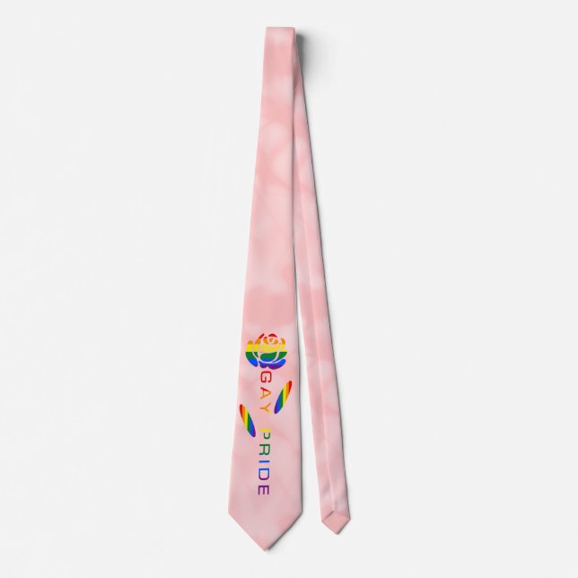 Cravate Drapeau arc-en-ciel Rose Fierté Gay  (Devant)