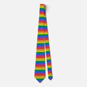 Cravate Drapeau arc-en-ciel tricot rayures modèle sans cou
