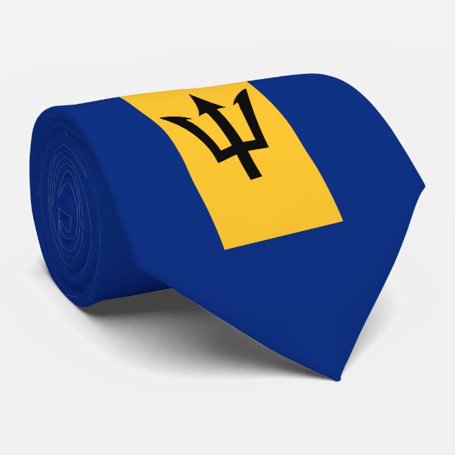 Cravate Drapeau barbadien Bajan Caraïbes (Roulé)