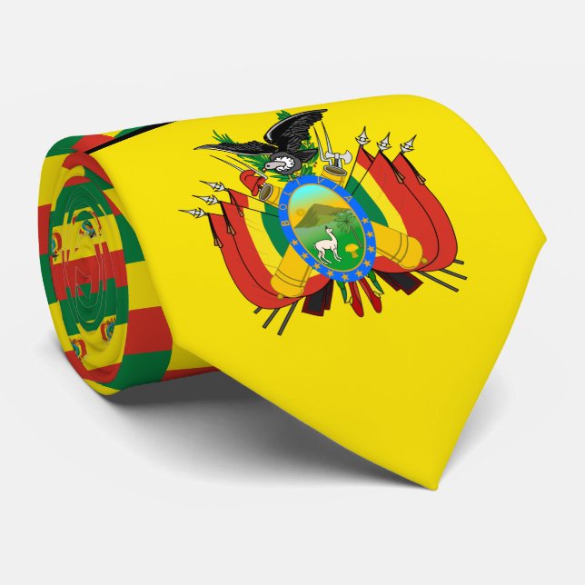 Cravate Drapeau bolivien et armoiries, Drapeau de la Boliv (Roulé)