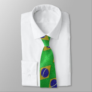 Cravate Drapeau brésilien du Brésil Paillettes Professionn