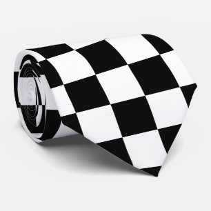 Cravate Drapeau Checkered noir et blanc