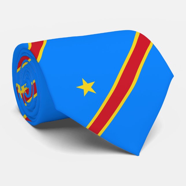 Cravate Drapeau Congo Kinshasa (Roulé)