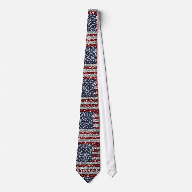 Cravate Drapeau cool tendance Amérique brillant fausse par (Devant)