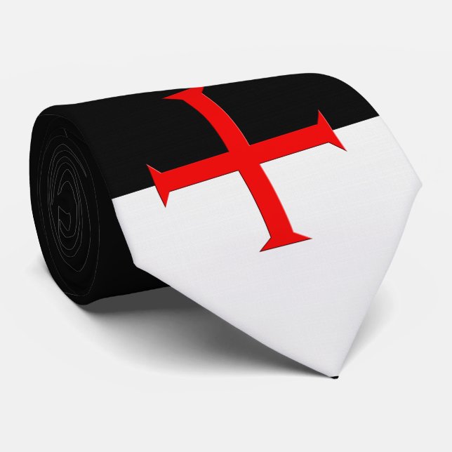 Cravate Drapeau de croix des Templiers médiévaux (Roulé)
