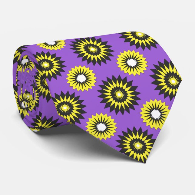 Cravate Drapeau de fierté non binaire / motif de fleurs vi (Roulé)