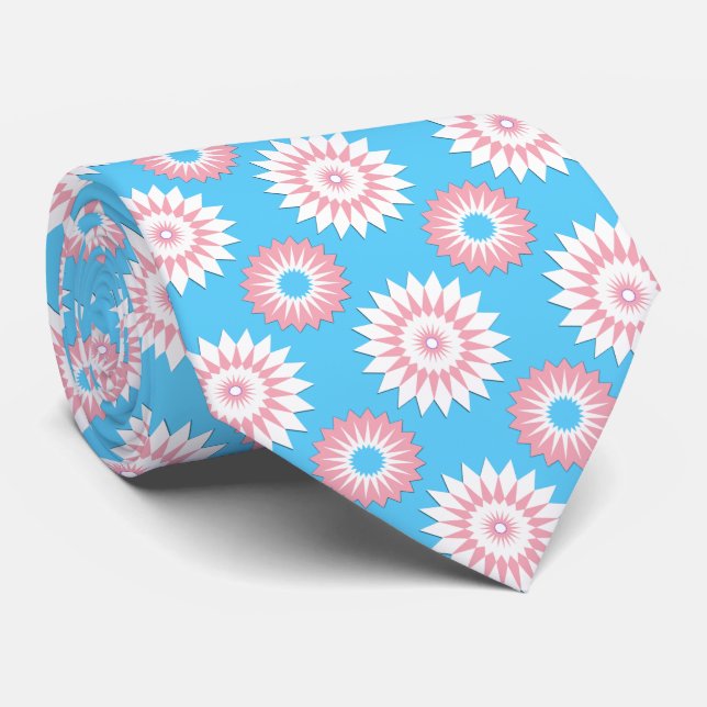 Cravate Drapeau de la fierté transgenre / motif de fleurs  (Roulé)