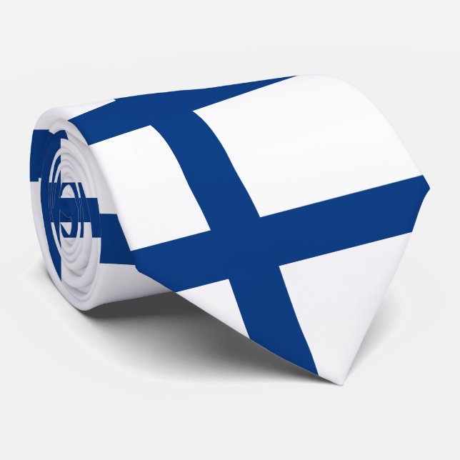 Cravate Drapeau de la Finlande Croix Bleue Suomi (Roulé)