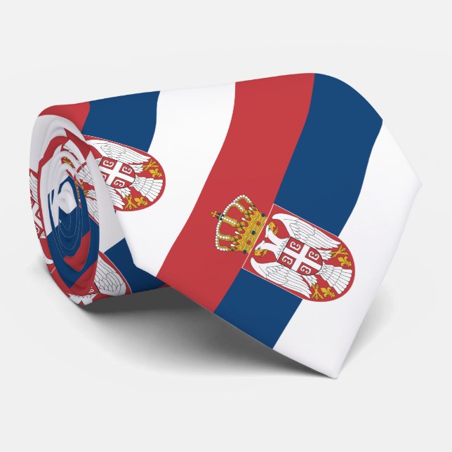 Cravate Drapeau de la Serbie (Roulé)