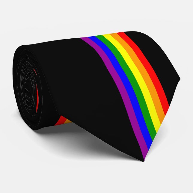 Cravate Drapeau de LGBT sur le noir (Roulé)