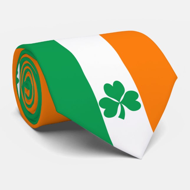 Cravate Drapeau de l'Irlande Shamrock (Roulé)