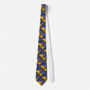 Cravate Drapeau de ondulation Ukrainien-Américain