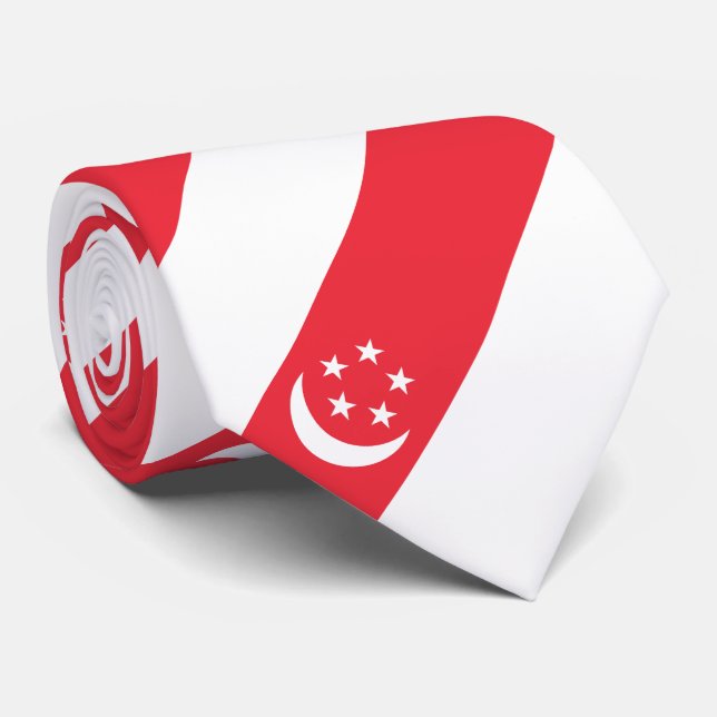 Cravate Drapeau de Singapour (Roulé)