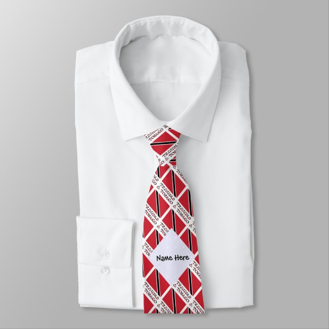 Cravate Drapeau de Trinité-et-Tobago avec votre nom (Attaché)